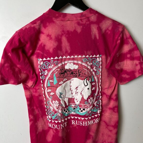 Vintage 80s Mount Rushmore T Shirt Adult Pink Gray Small S Tie Dye USA 50/50 - Picture 10 of 16